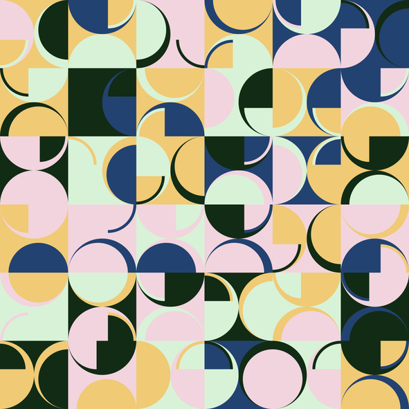 Mid-Century Inspired Graphic Pattern Art Made With Abstract Vector Geometric Shapes and Elements